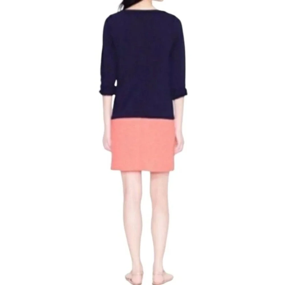 J.CREW Shift Dress Maritime Colorblock Small Cotton‎ Slub 3/4 Sleeve Drop Waist